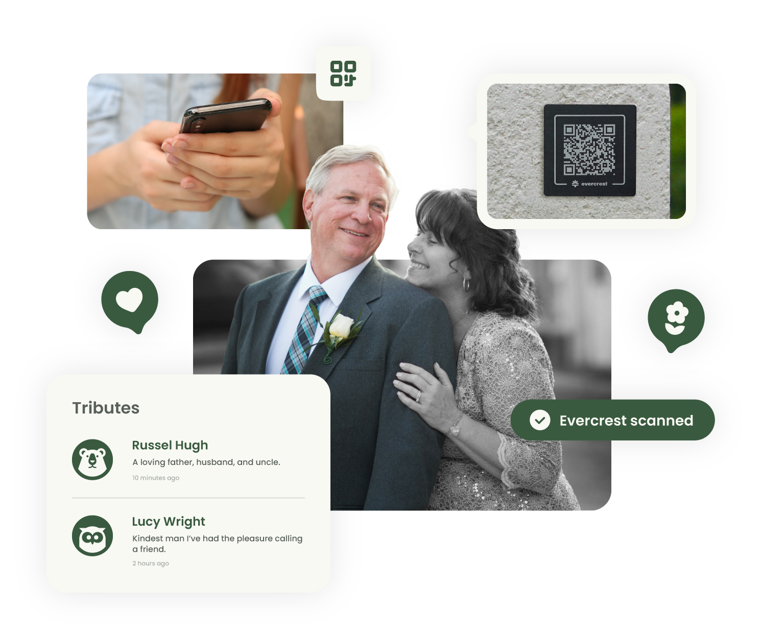 Evercrest QR Code Activation - Engage with Digital Memorial Tributes Instantly, and create tributes that will preserve the memories of your loved ones.